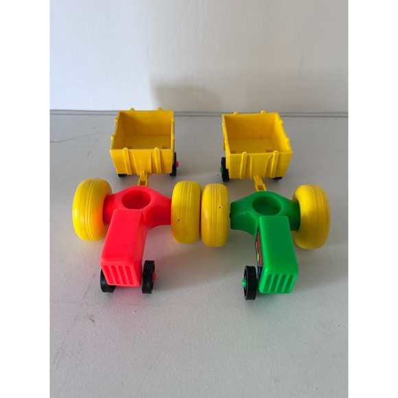 Vintage 1970s Fisher Price Tractor and Wagons - Picture 1 of 8